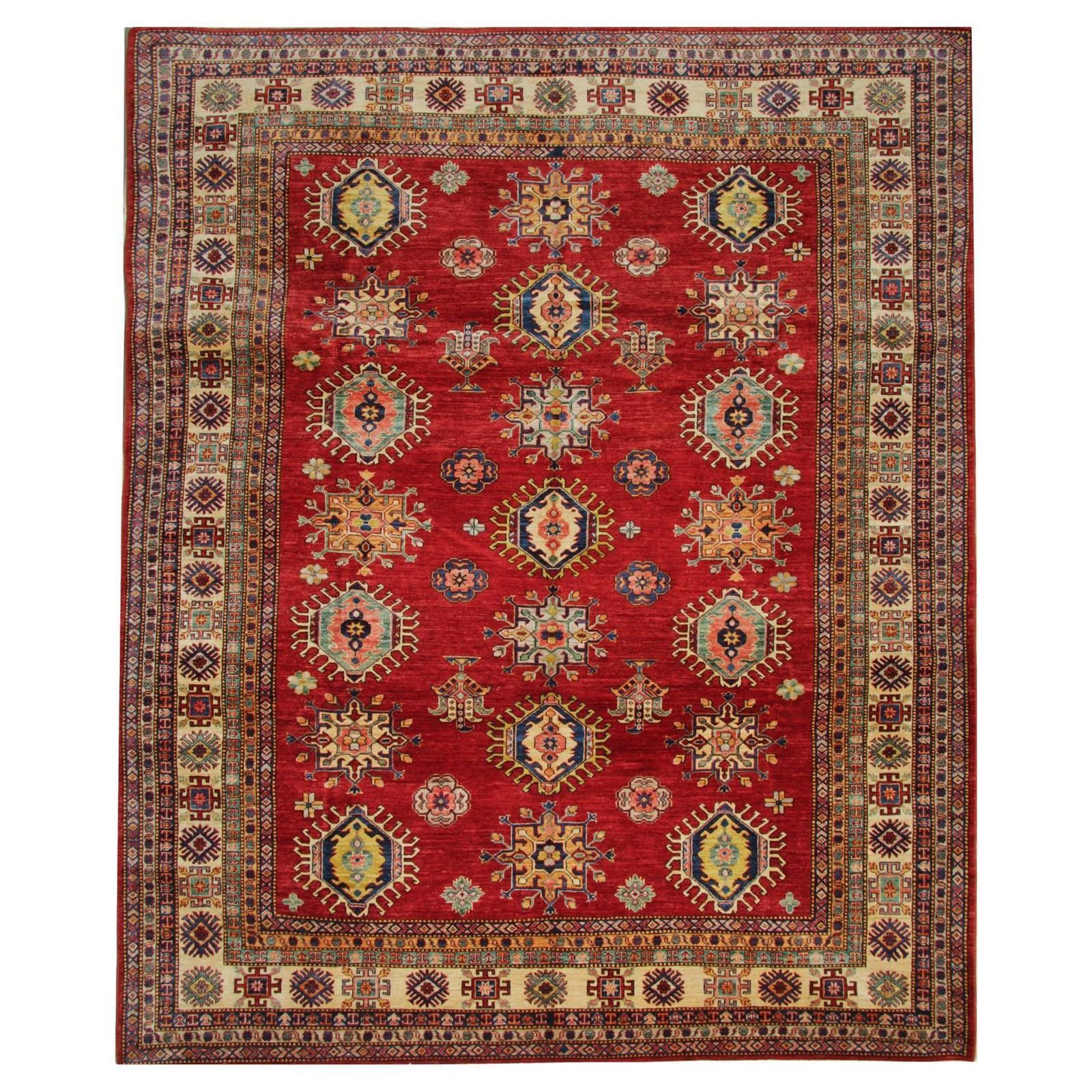 Oriental Rugs, Rustic Primitive Handmade Carpet Red Geometric Rugs 252 X 301 Cm