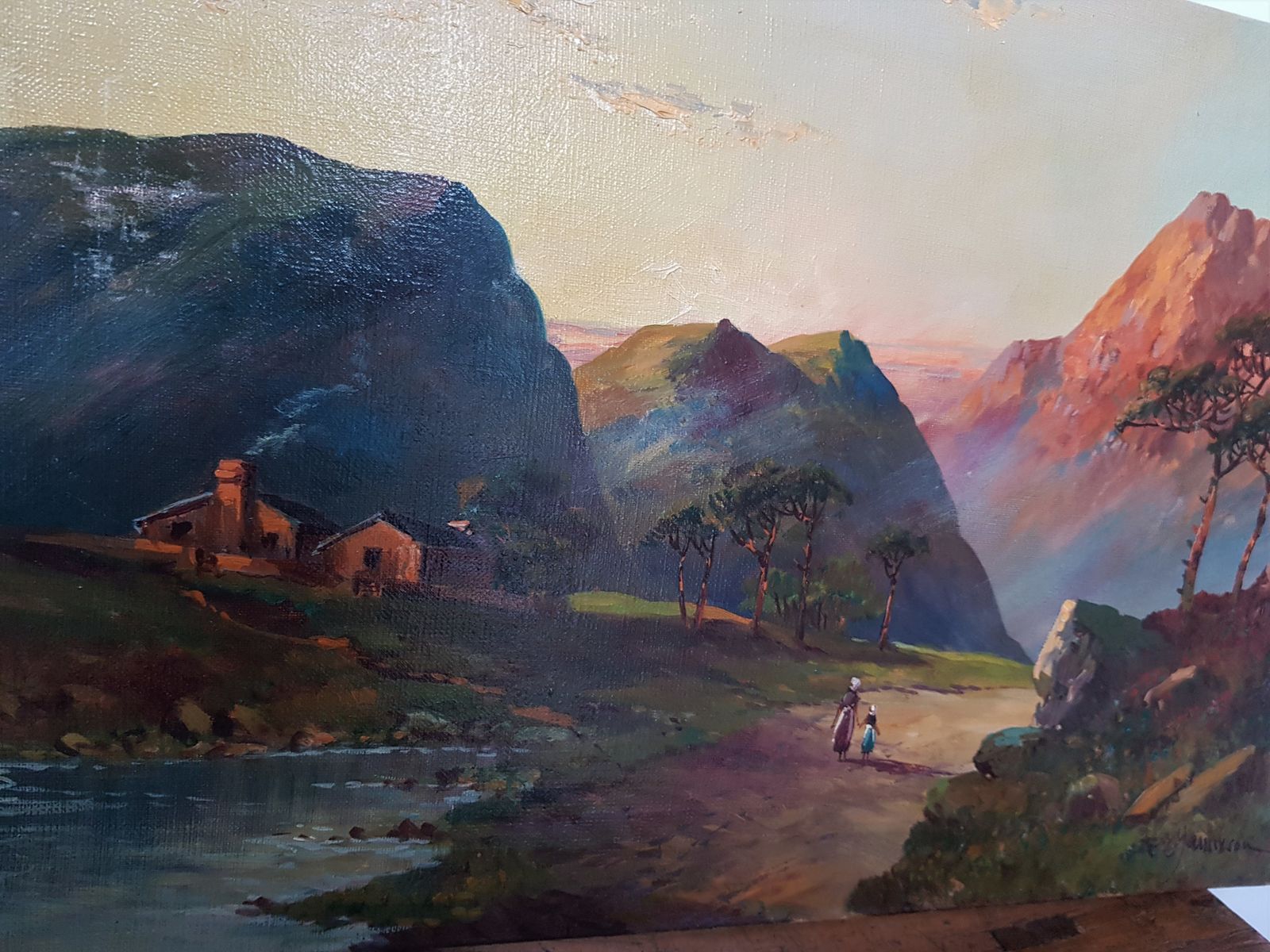 Original, Signed, Antique Oil Painting By Renowned Artist F. E. Jamieson photo furniture