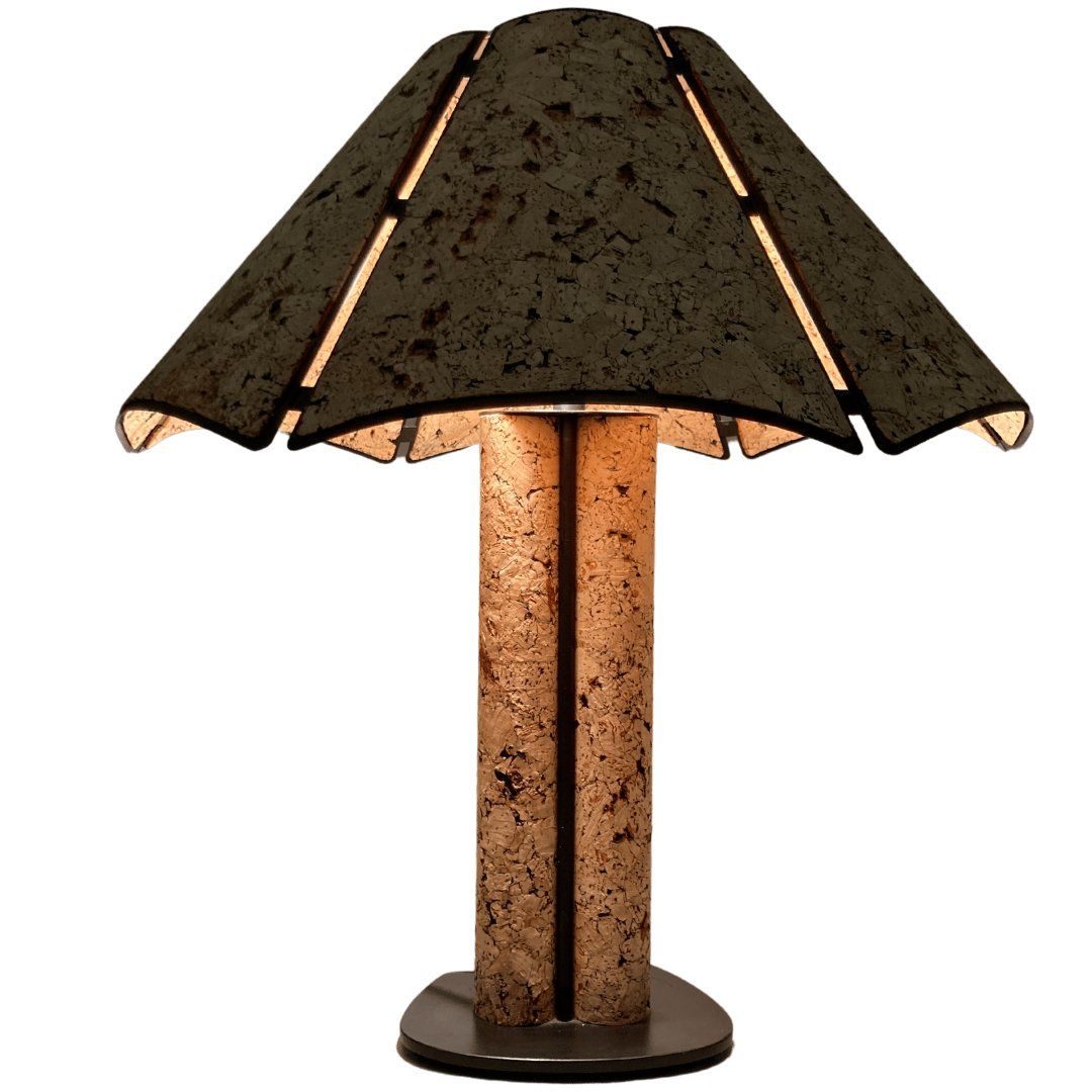 photo for sale Large Cork And Black Metal Table Lamp In The Style Of Ingo Maurer, Germany, 1970s