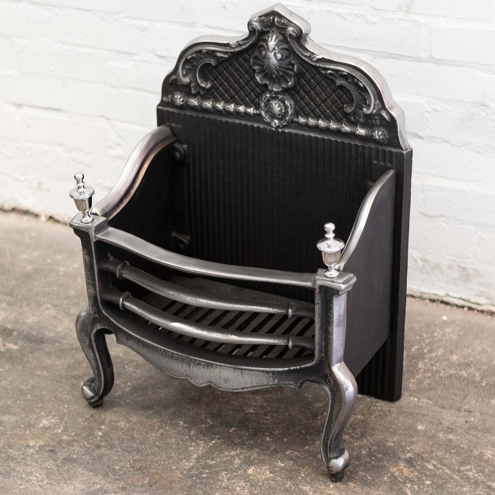 Reclaimed Grand Cast Iron Fire Basket With Finials photo buy