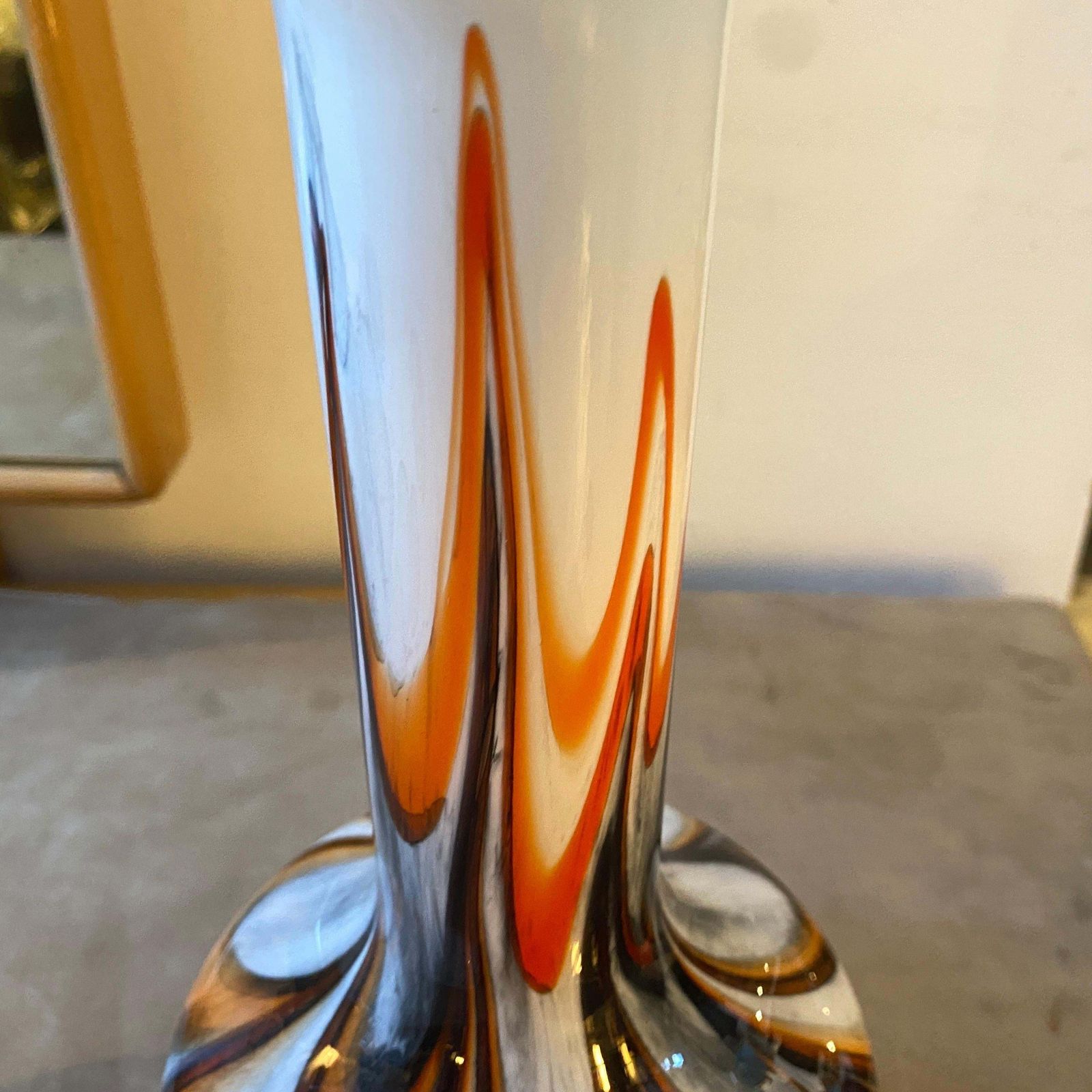 1970s Space Age Carlo Moretti Orange And Brown Opaline Glass Vase photo 278.0