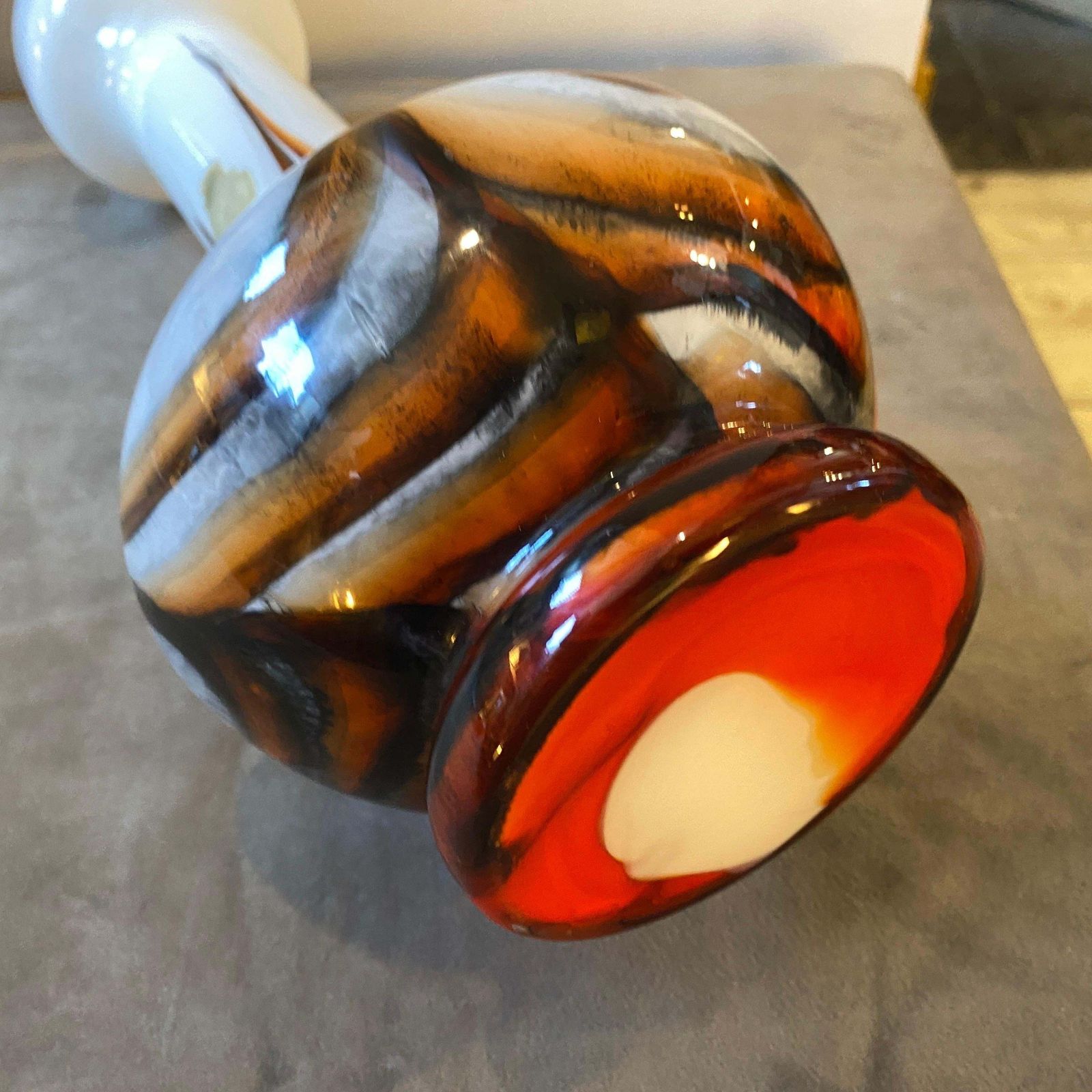 1970s Space Age Carlo Moretti Orange And Brown Opaline Glass Vase photo vinterior