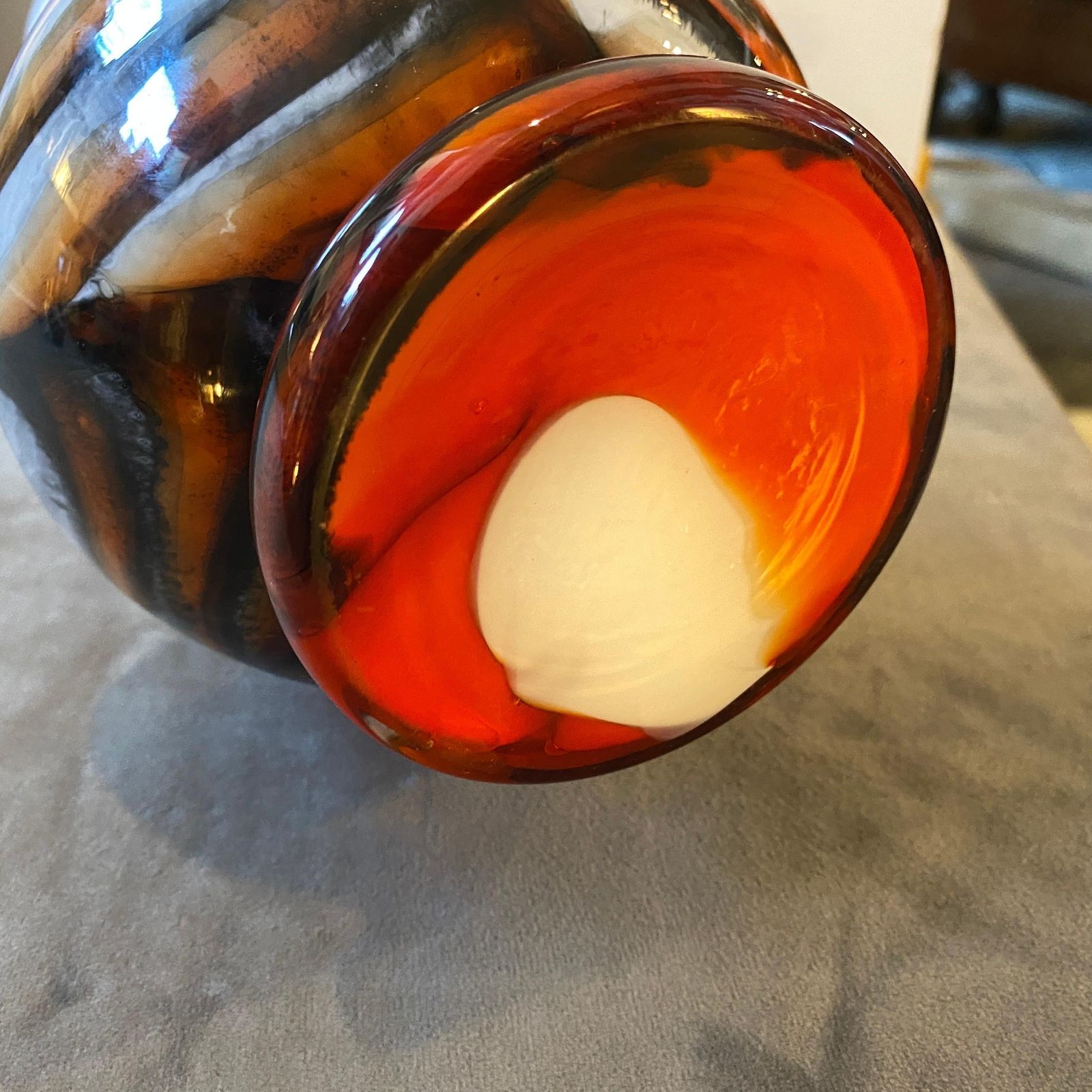 1970s Space Age Carlo Moretti Orange And Brown Opaline Glass Vase photo buy