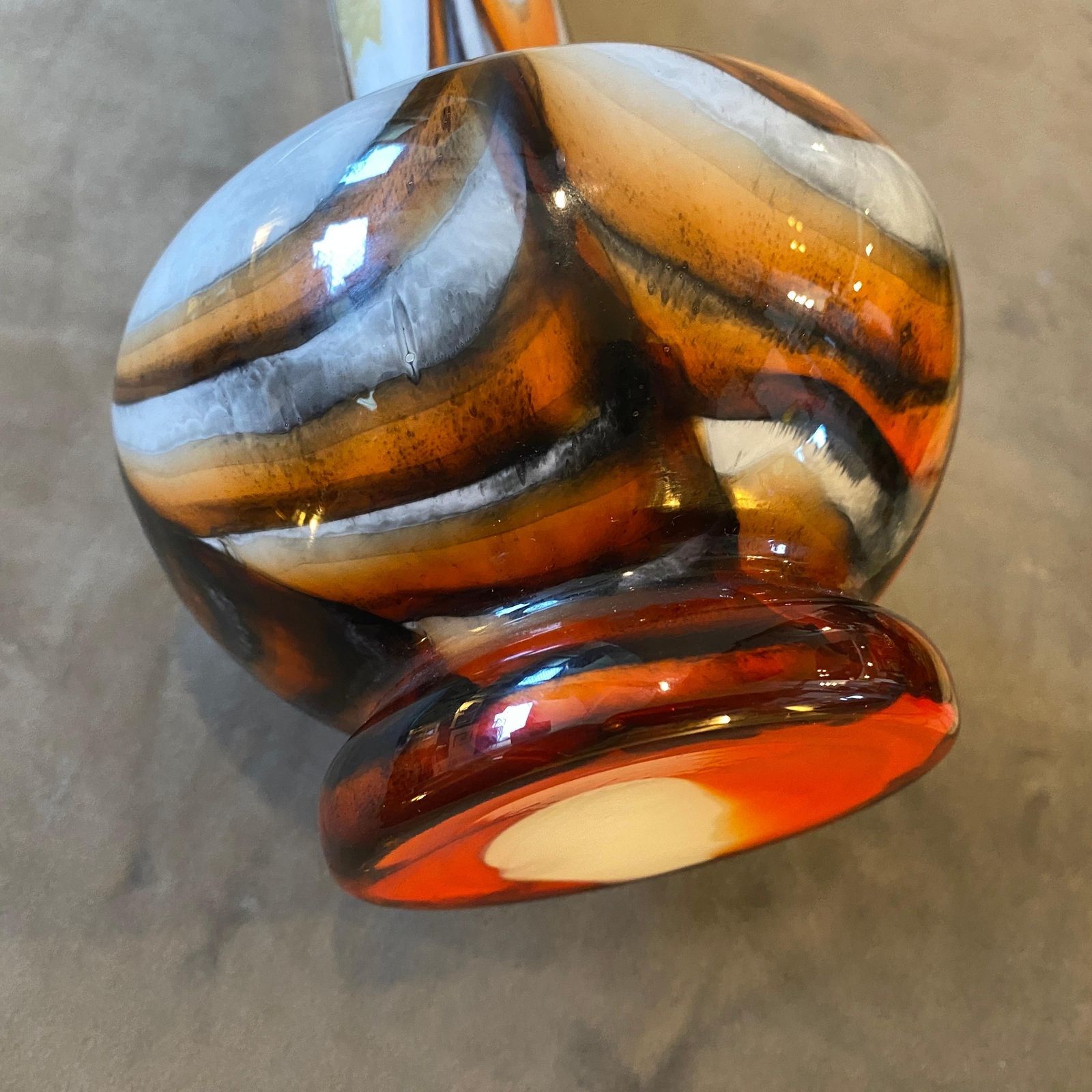 1970s Space Age Carlo Moretti Orange And Brown Opaline Glass Vase photo vintage