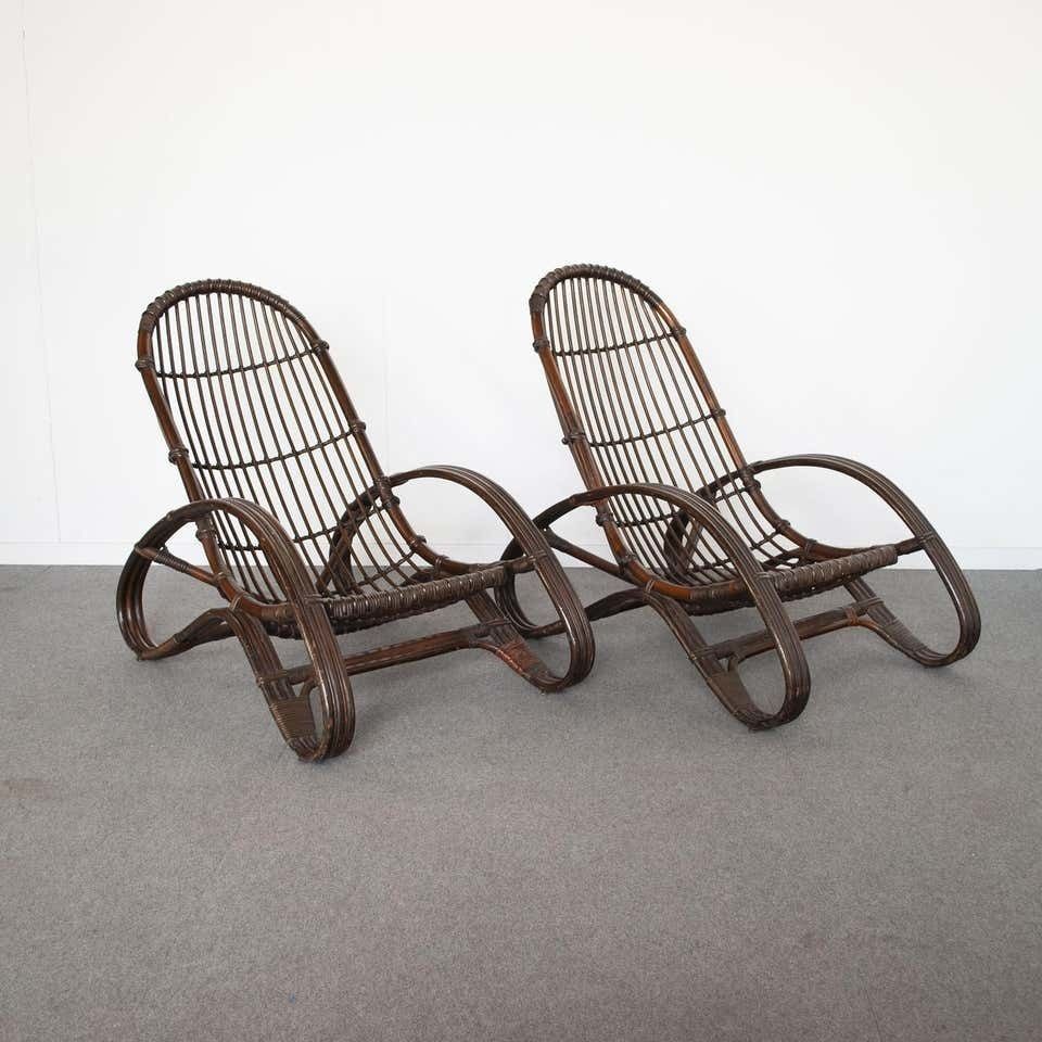 Mid Century Italian Bamboo Lounge Chairs 1960s photo vinterior