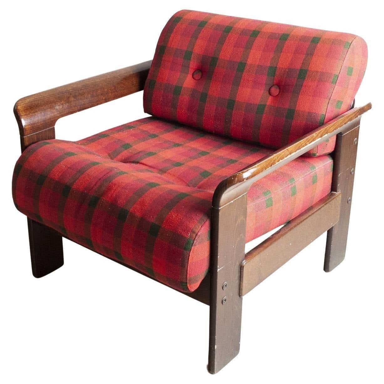Silvano Passi Italian Mid Century Wooden Armchair, 1970s