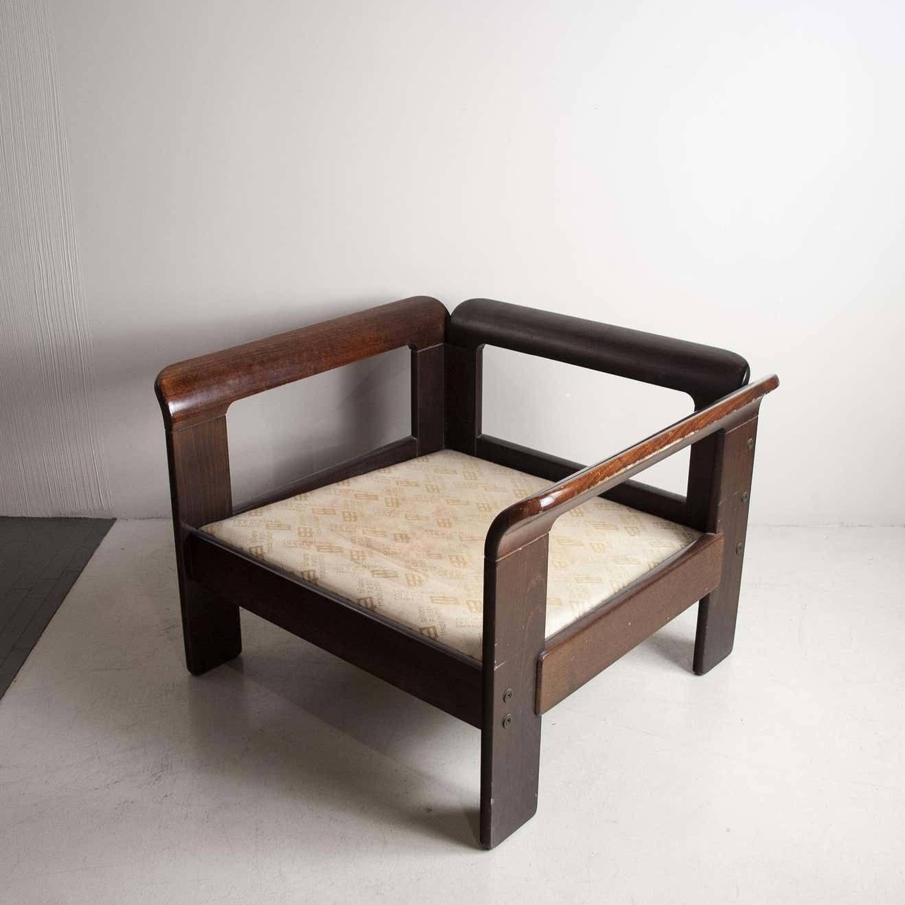 Silvano Passi Italian Mid Century Wooden Armchair, 1970s photo for sale