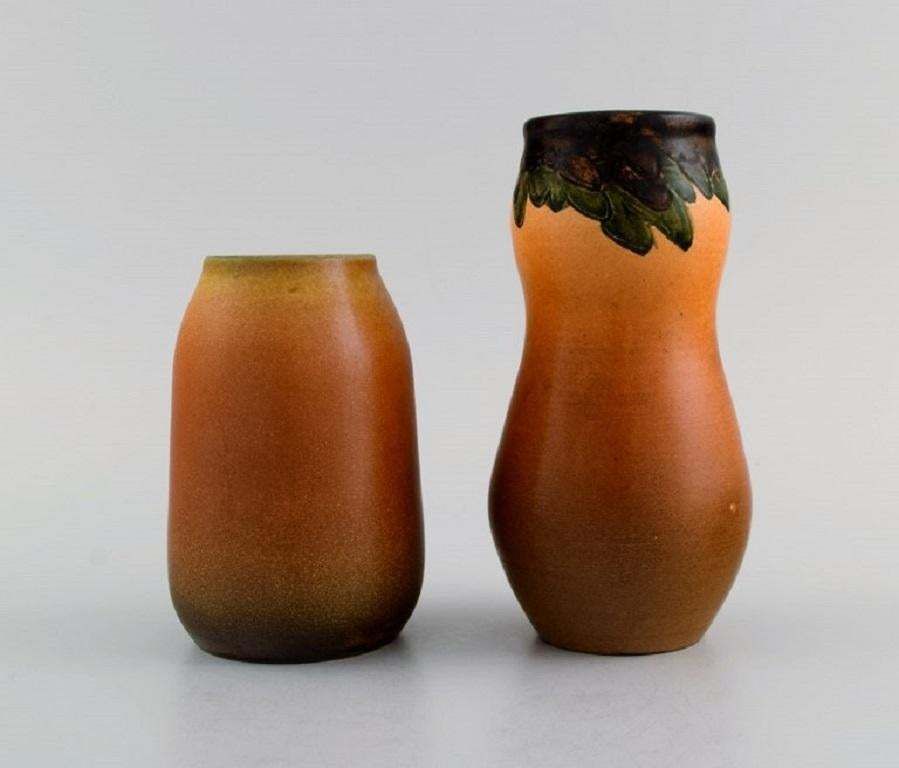 Ipsen's Denmark Two Vases In Hand Painted And Glazed Ceramics 1920s/30s photo for sale