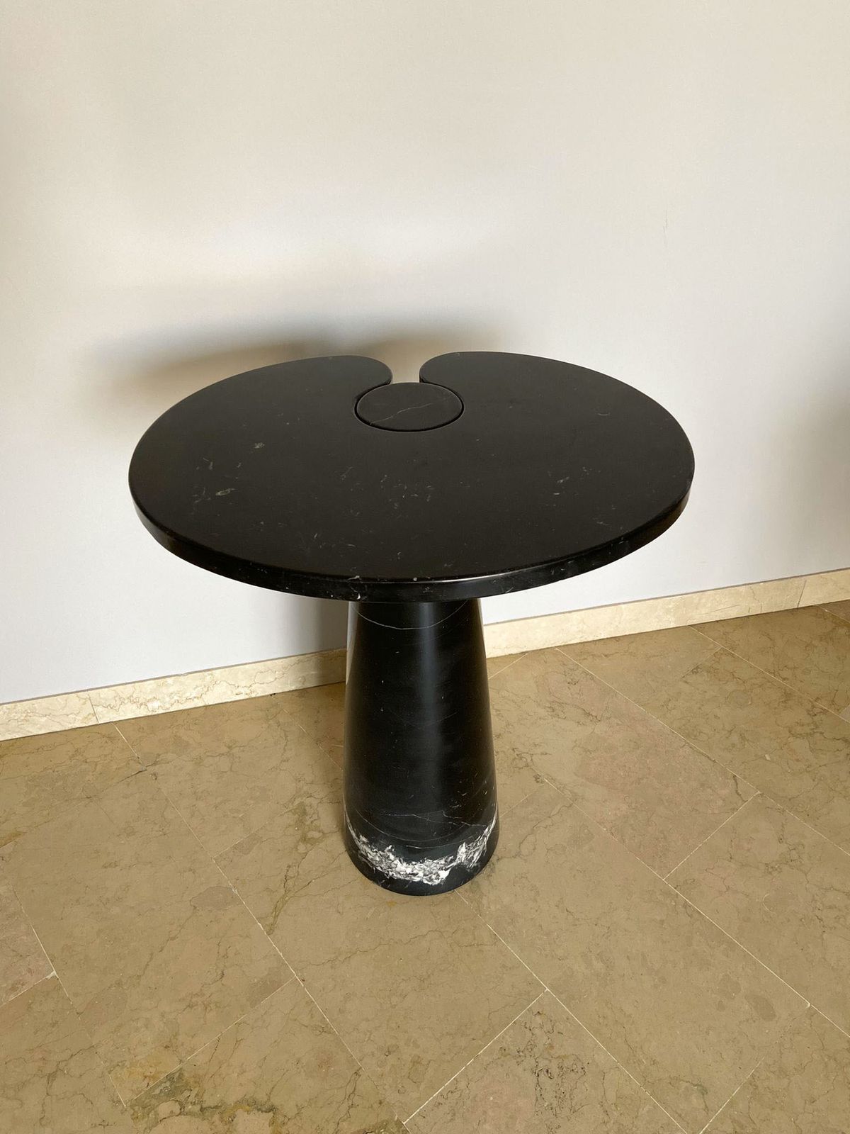 Angelo Mangiarotti Style Coffee Table In Italian Black Marquina Marble photo vintage