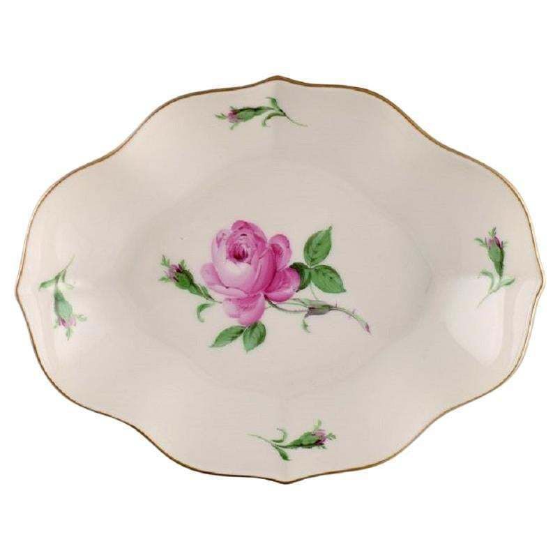 Meissen Pink Rose Bowl In Hand Painted Porcelain With Gold Edge Early 20th C