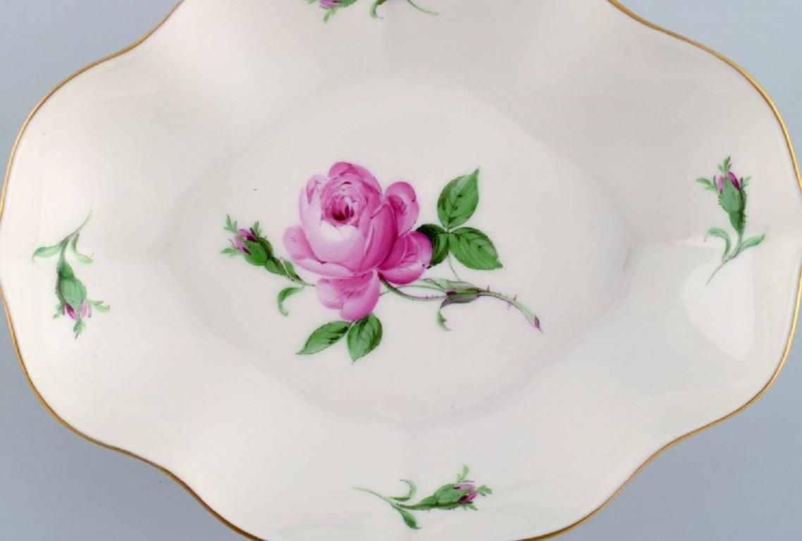 Meissen Pink Rose Bowl In Hand Painted Porcelain With Gold Edge Early 20th C photo furniture