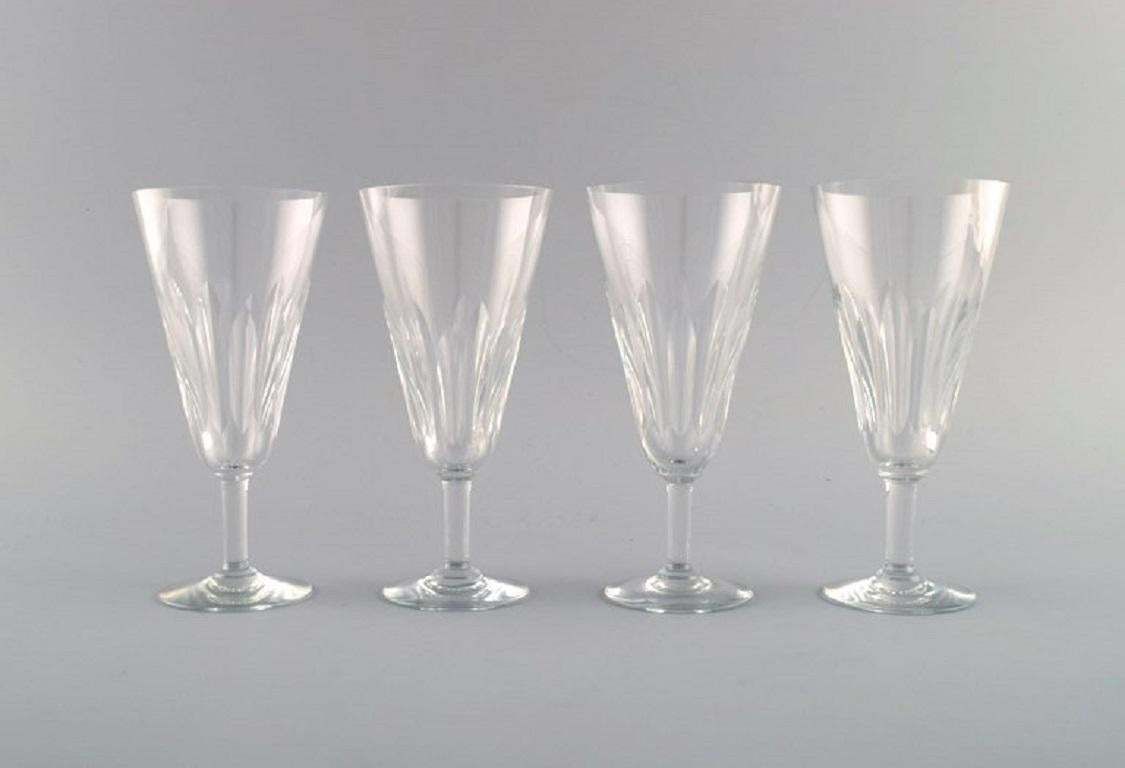 Baccarat France Four Art Deco Champagne Flutes In Clear Crystal Glass photo furniture