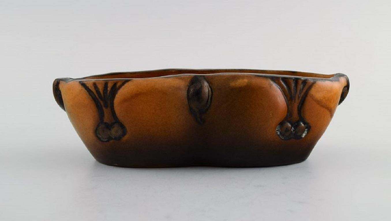 Ipsen's Denmark Art Nouveau Lidded Jar And Bowl In Hand Painted Ceramics photo 397.0