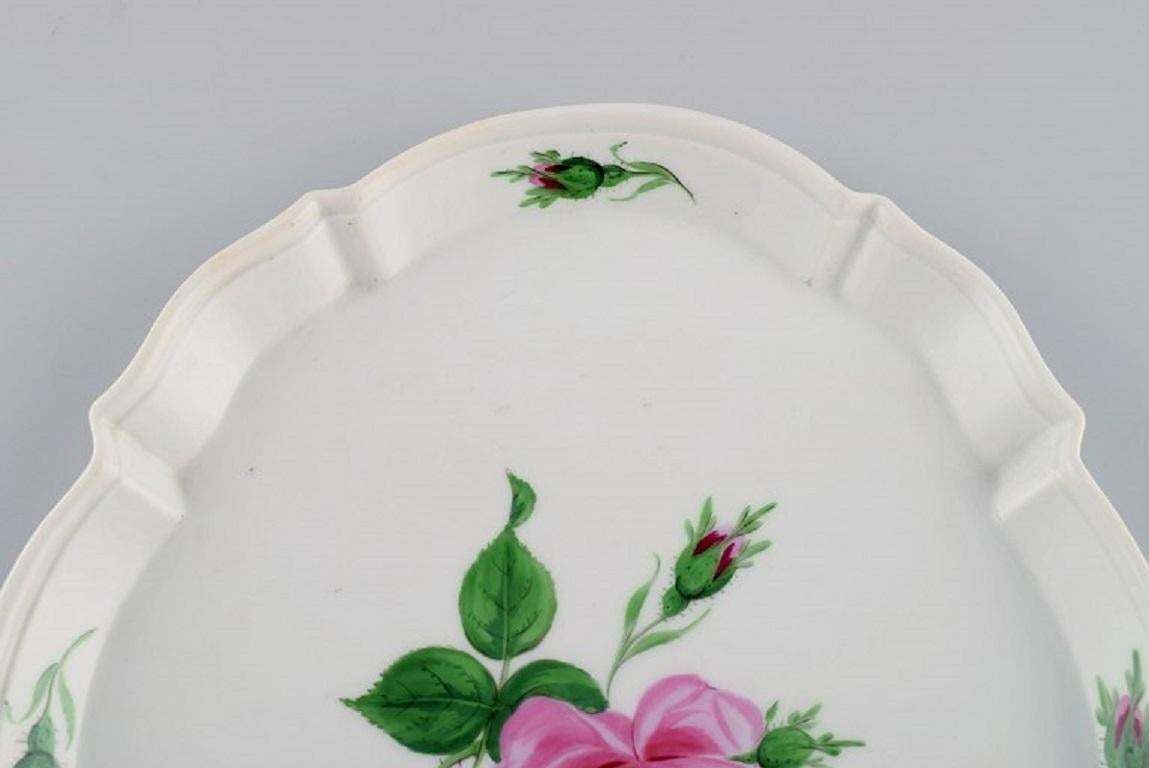 Meissen Pink Rose Tray In Hand Painted Porcelain With Gold Edge Early 20th C photo for sale