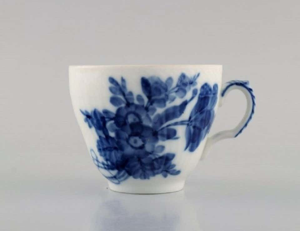 10 Royal Copenhagen Blue Flower Curved Coffee Cups With Saucers, 1960s photo for sale