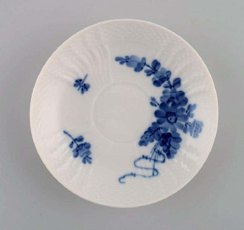 10 Royal Copenhagen Blue Flower Curved Coffee Cups With Saucers, 1960s photo Home Decor