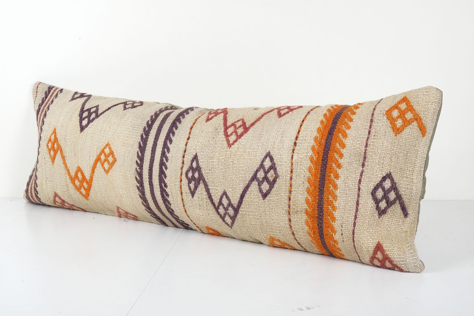 Bohemian Bedding Kilim Pillow Cover, Long Turkish Lumbar Pillow With Mid Century photo 130.0