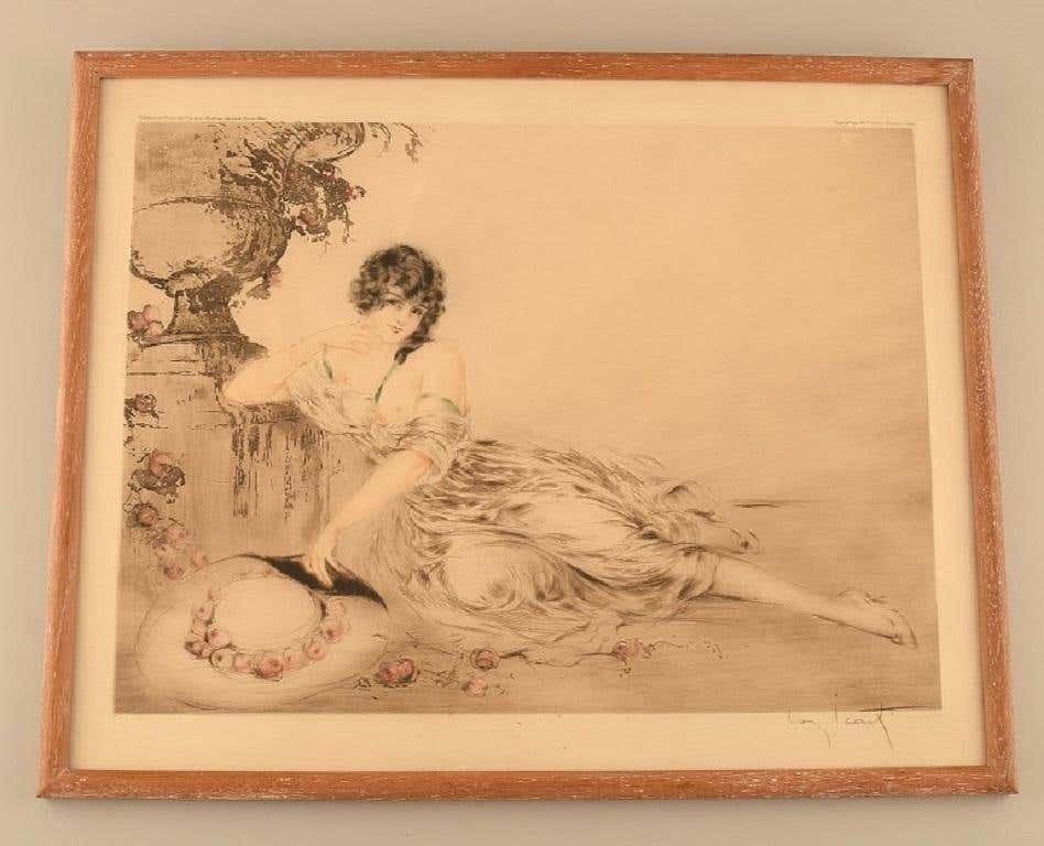 Louis Icart, Etching On Paper, "At The Urn", Dated 1923 photo furniture