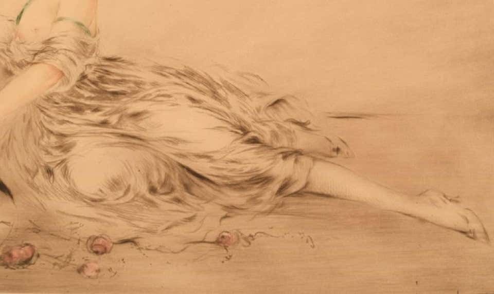 Louis Icart, Etching On Paper, "At The Urn", Dated 1923 photo 1264.0