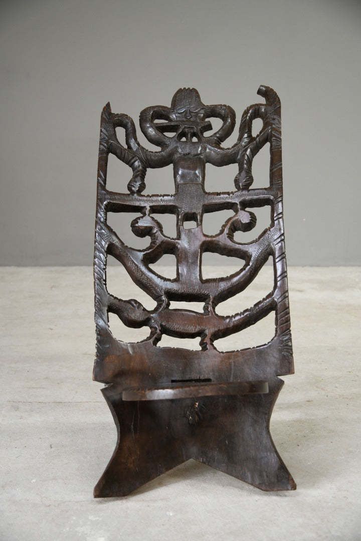 Carved African Palaver Chair, Early 20th Century photo vinterior