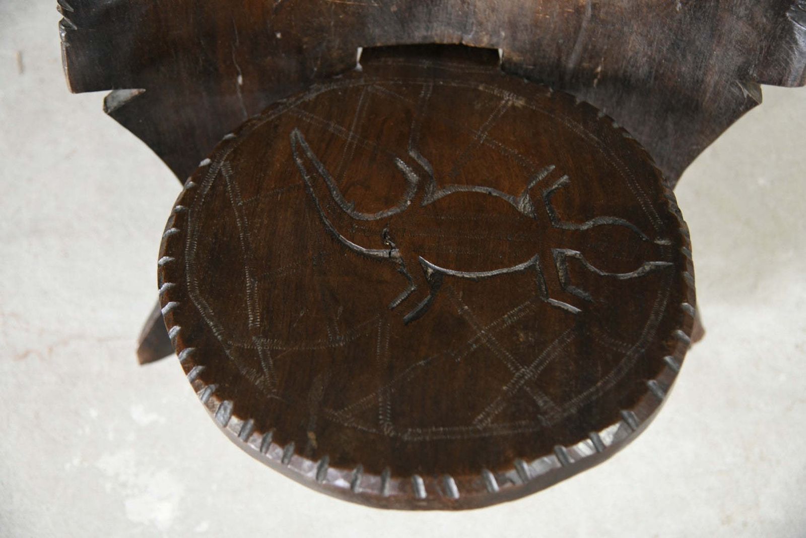 photo furniture Carved African Palaver Chair, Early 20th Century