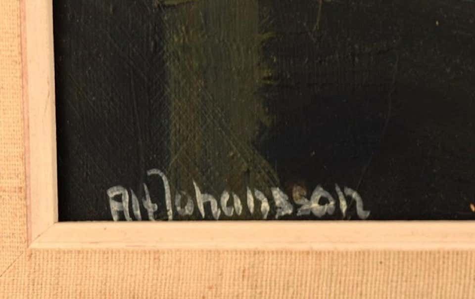 Alf Johansson '1934 2020', Swedish Artist, Oil On Canvas, Abstract Composition photo vinterior