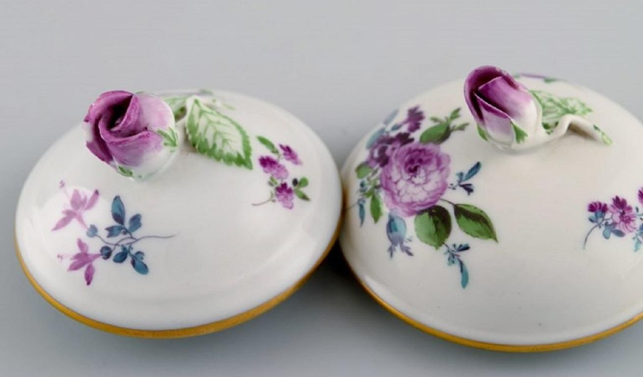 Meissen Coffee Pot, Sugar Bowl And Cream Jug With Hand Painted Flowers photo for sale