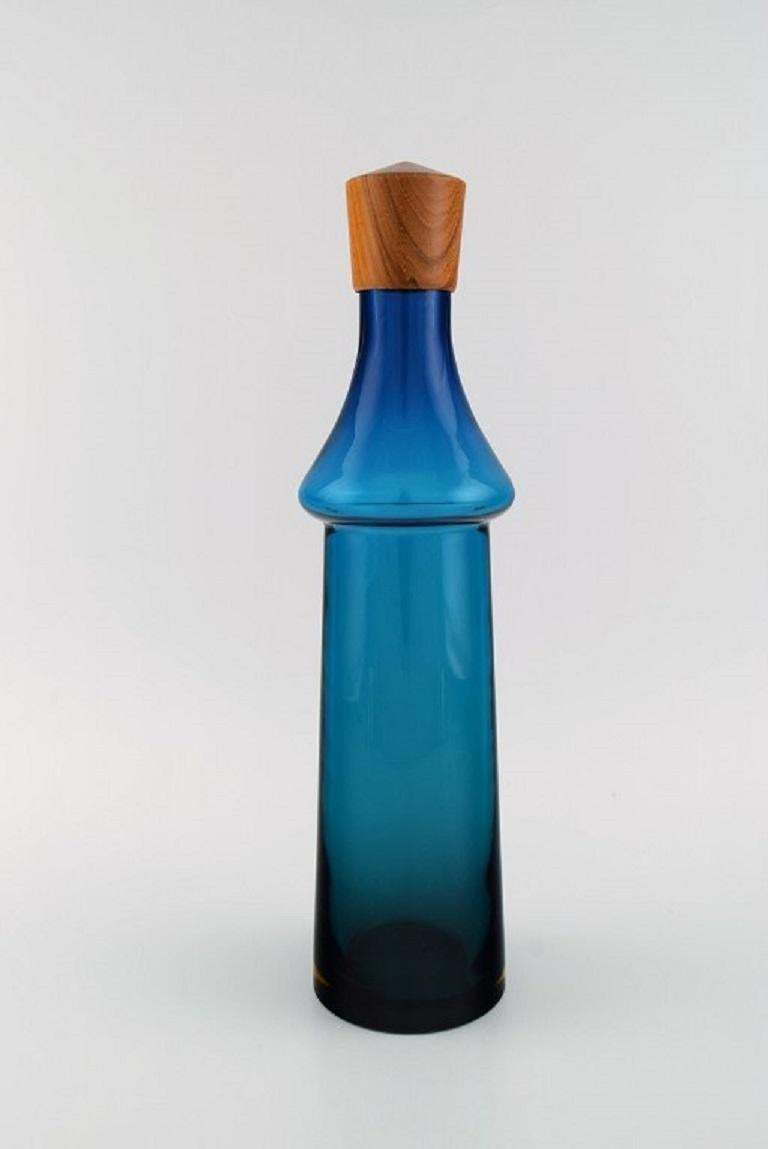 Göran Wärff For Pukeberg, Large Tropico Decanter In Blue Mouth Blown Art Glass photo furniture