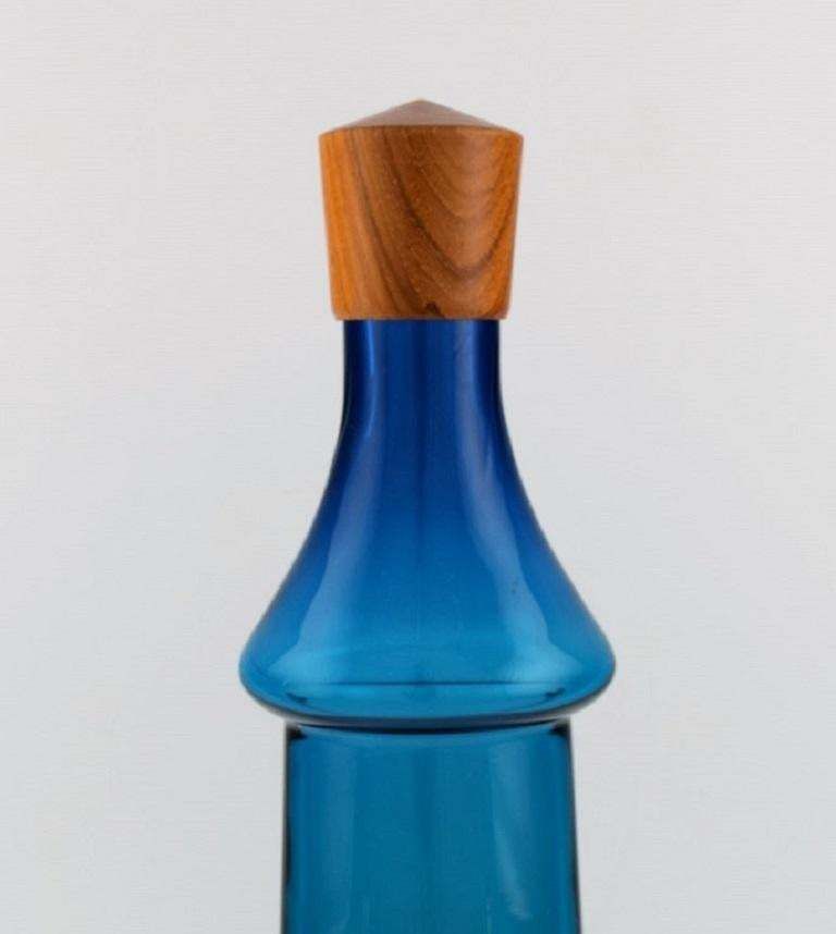 Göran Wärff For Pukeberg, Large Tropico Decanter In Blue Mouth Blown Art Glass photo for sale