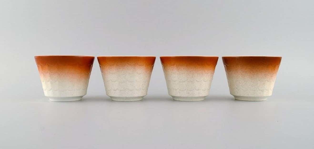 Wilhelm Kåge For Gustavsberg, Four Art Deco Herb Pots In Glazed Porcelain photo furniture