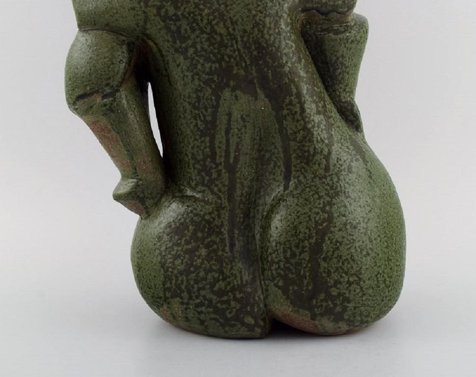 French Studio Potter. Organically Shaped Unique Vase In Glazed Stoneware. 1980s photo 689.0