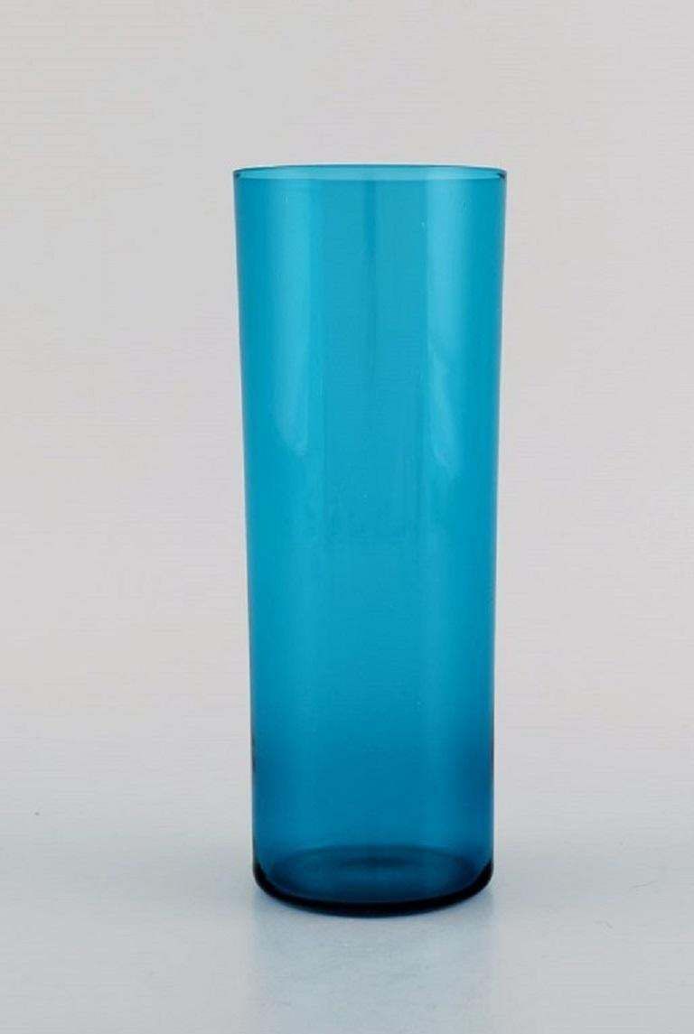 Nanny Still For Riihimäen Lasi, Five Drinking Glasses In Blue Art Glass photo 542.0