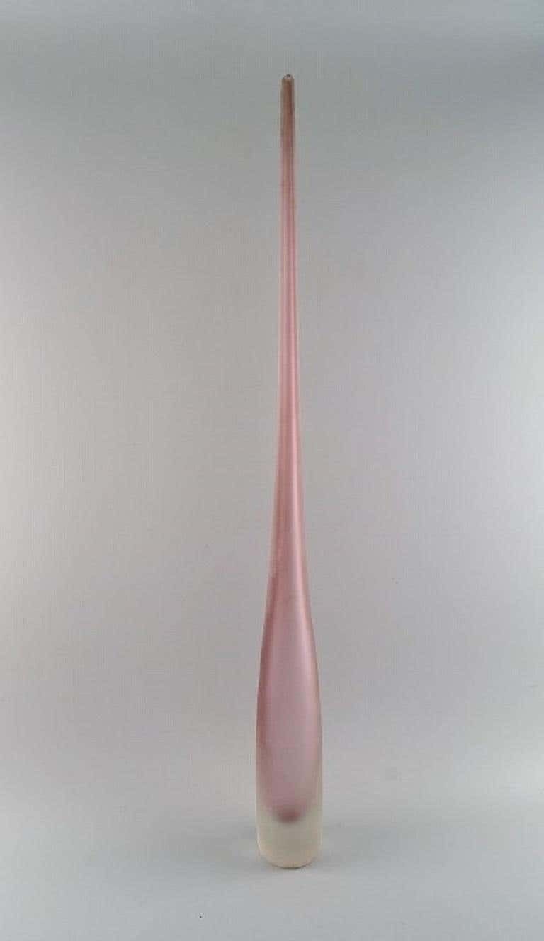 Colossal Murano Vase In Pink And Frosted Mouth Blown Art Glass photo furniture