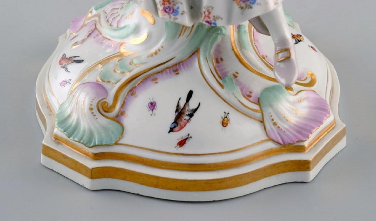 photo furniture Antique Meissen Candlestick In Hand Painted Porcelain, Late 19th C