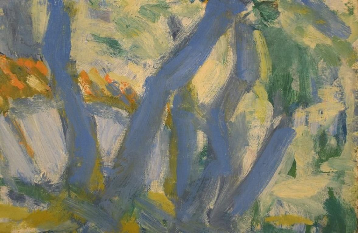 Niels Grønbech '1907 1991', Danish Painter, Oil On Board, Modernist Landscape photo for sale