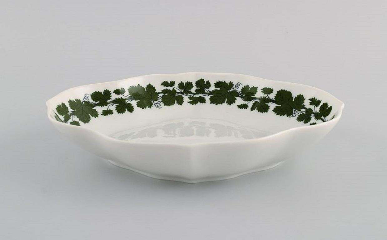 Meissen Green Ivy Vine Vase And Bowl In Hand Painted Porcelain, 1940's photo for sale