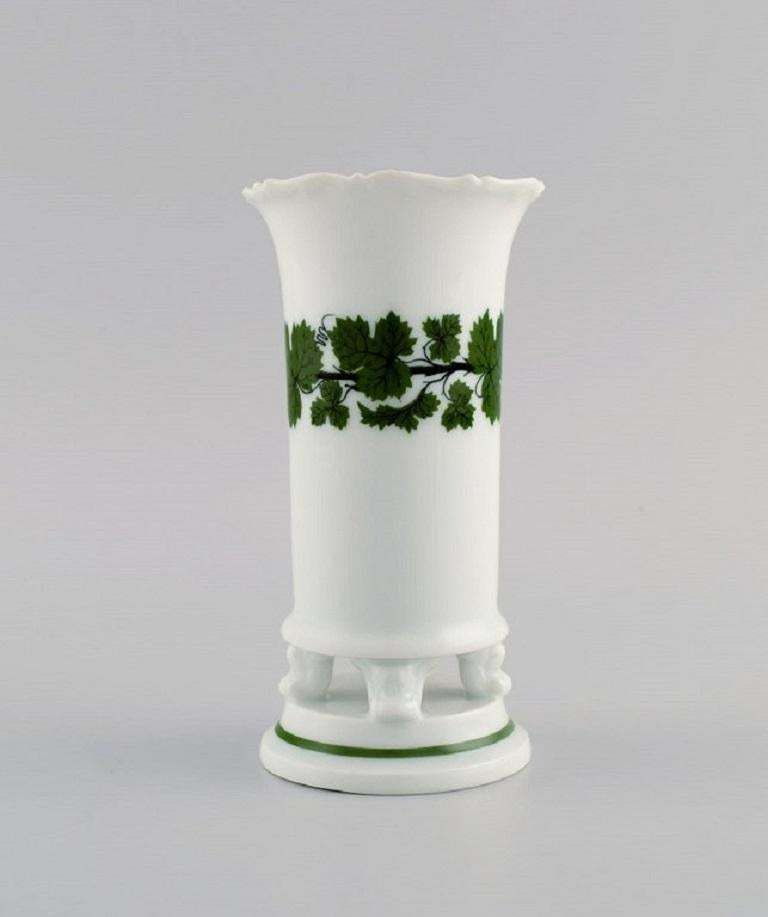 Meissen Green Ivy Vine Vase And Bowl In Hand Painted Porcelain, 1940's photo 253.0