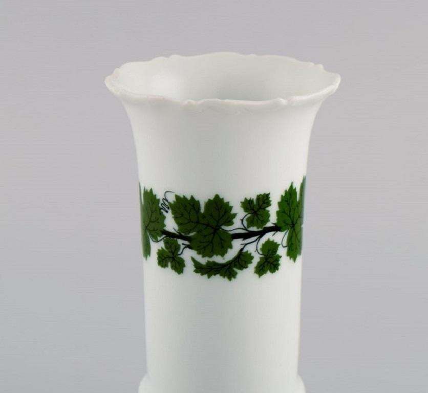 Meissen Green Ivy Vine Vase And Bowl In Hand Painted Porcelain, 1940's photo vinterior