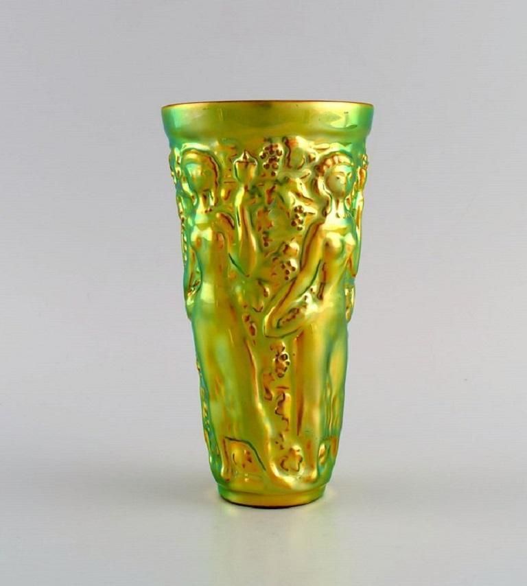 Zsolnay Vase In Glazed Ceramics Modelled With Women Picking Grapes photo furniture