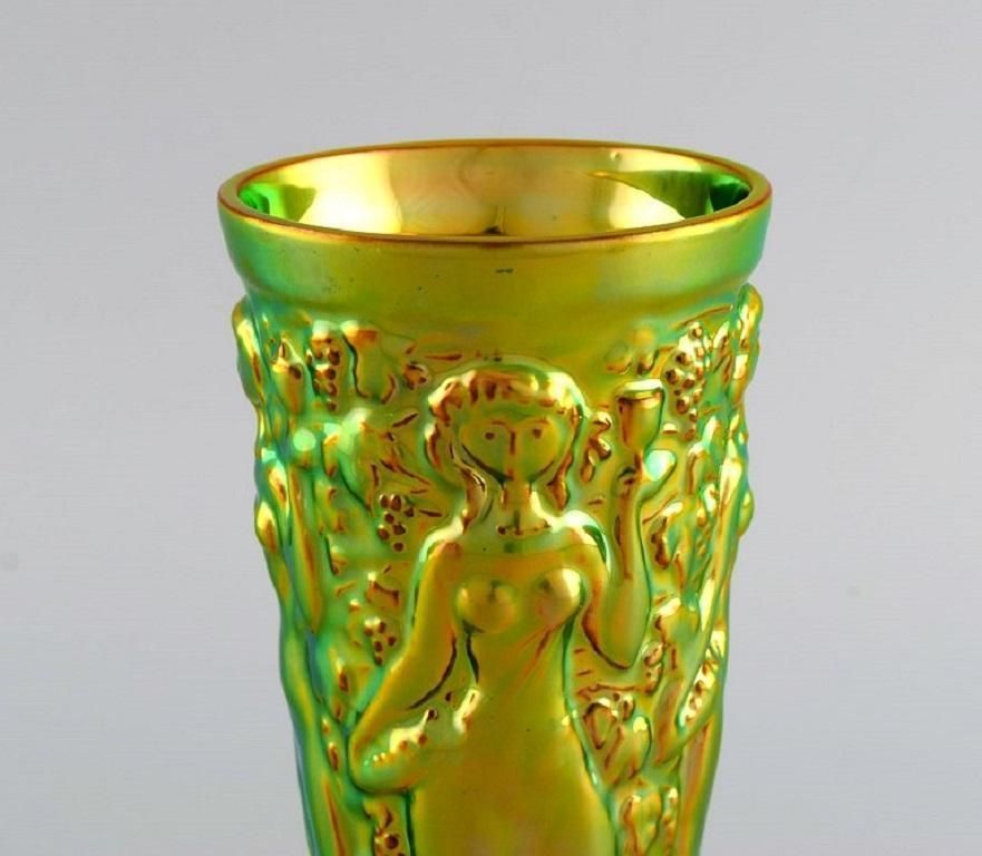 Zsolnay Vase In Glazed Ceramics Modelled With Women Picking Grapes photo for sale
