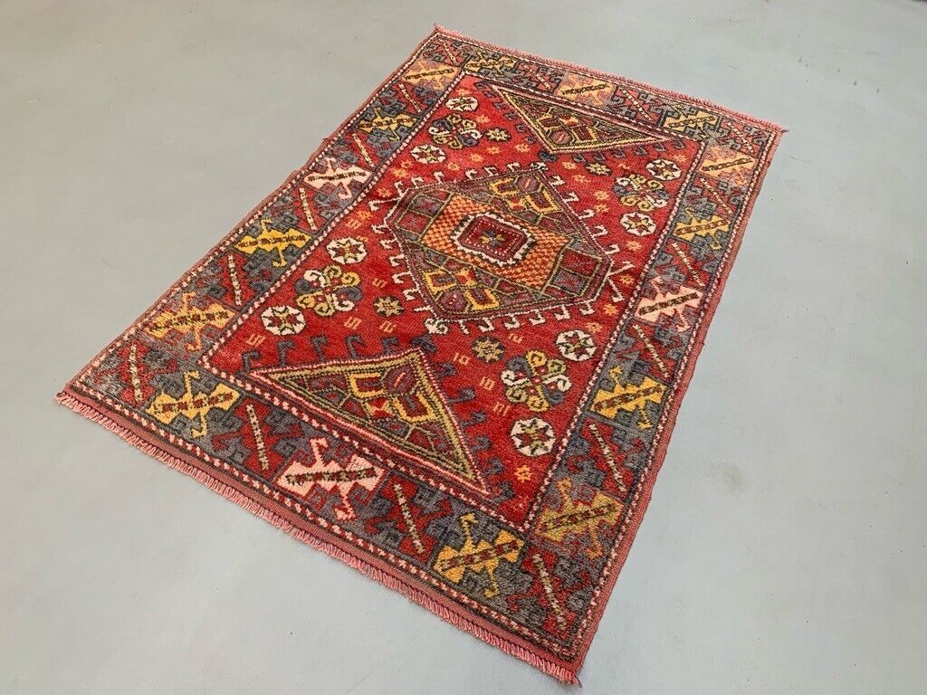 Vintage Western Turkish Rug Oriental 180x117 Cm Tribal Medium Carpet, Red photo vinterior