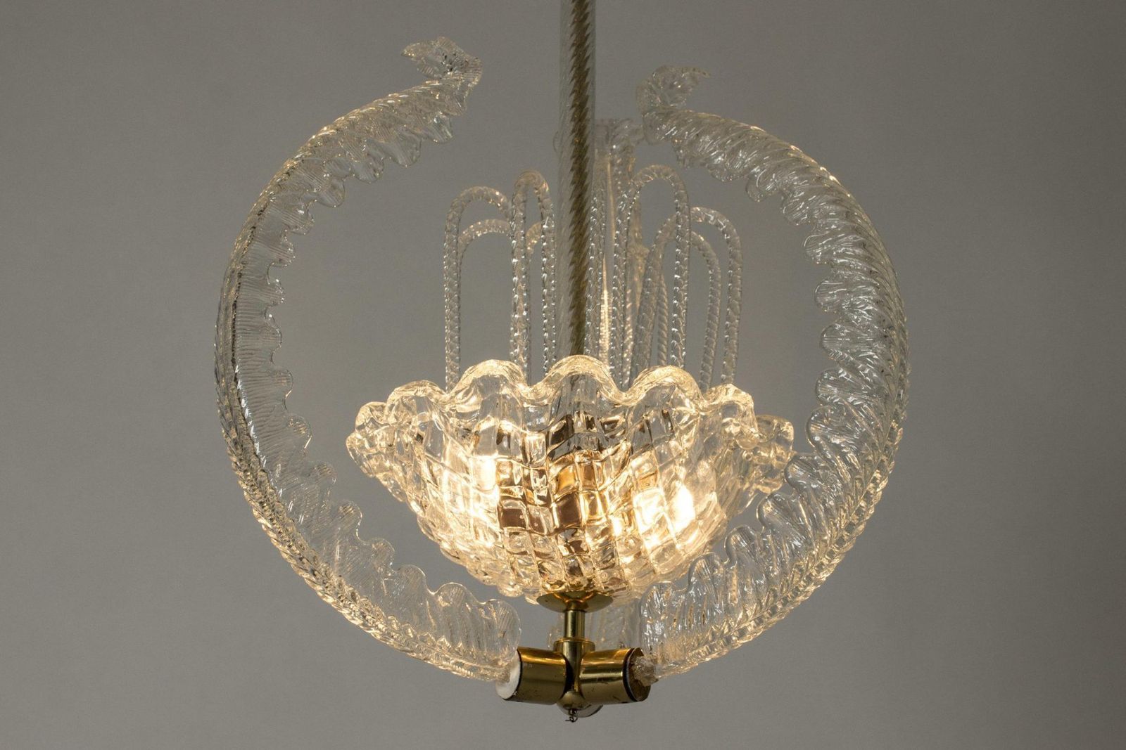 Ceiling Lamp By Fritz Kurz For Orrefors, 1940s photo Lighting