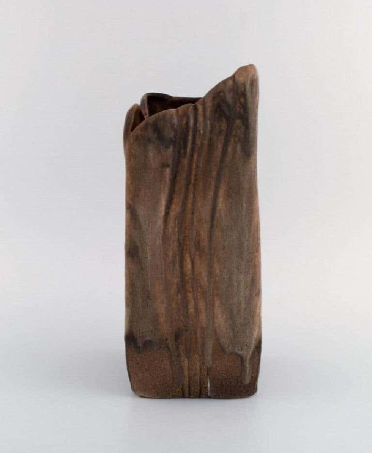 European Studio Ceramicist, Unique Vase In Glazed Ceramics, Late 20th C. photo for sale