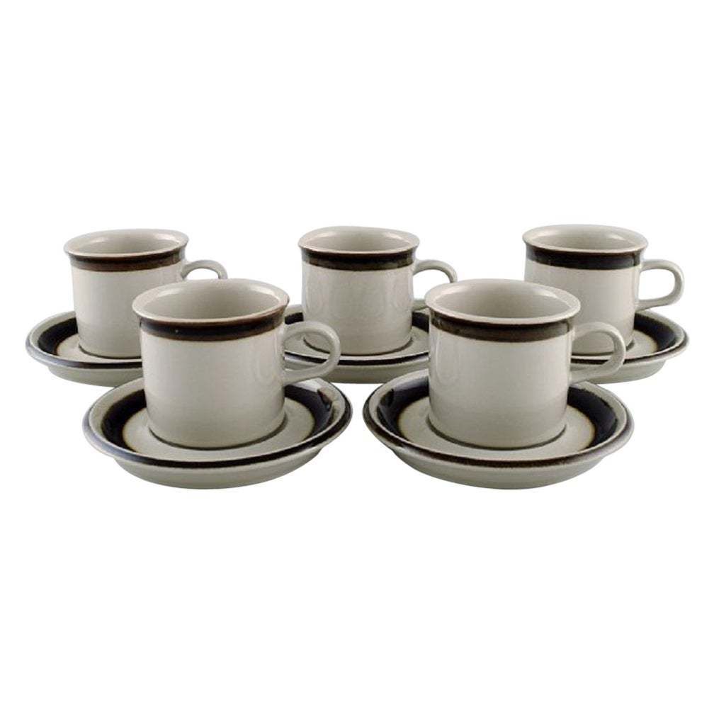 Anja Jaatinen Winqvist For Arabia Five Karelia Coffee Cups With Saucers