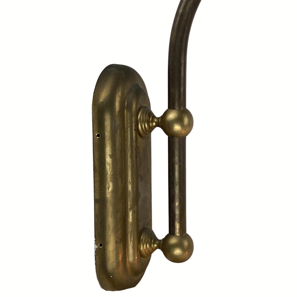 photo for sale Art Deco Holophane Cut Glass And Brass Wall Lamps, 1970s, Set Of 2