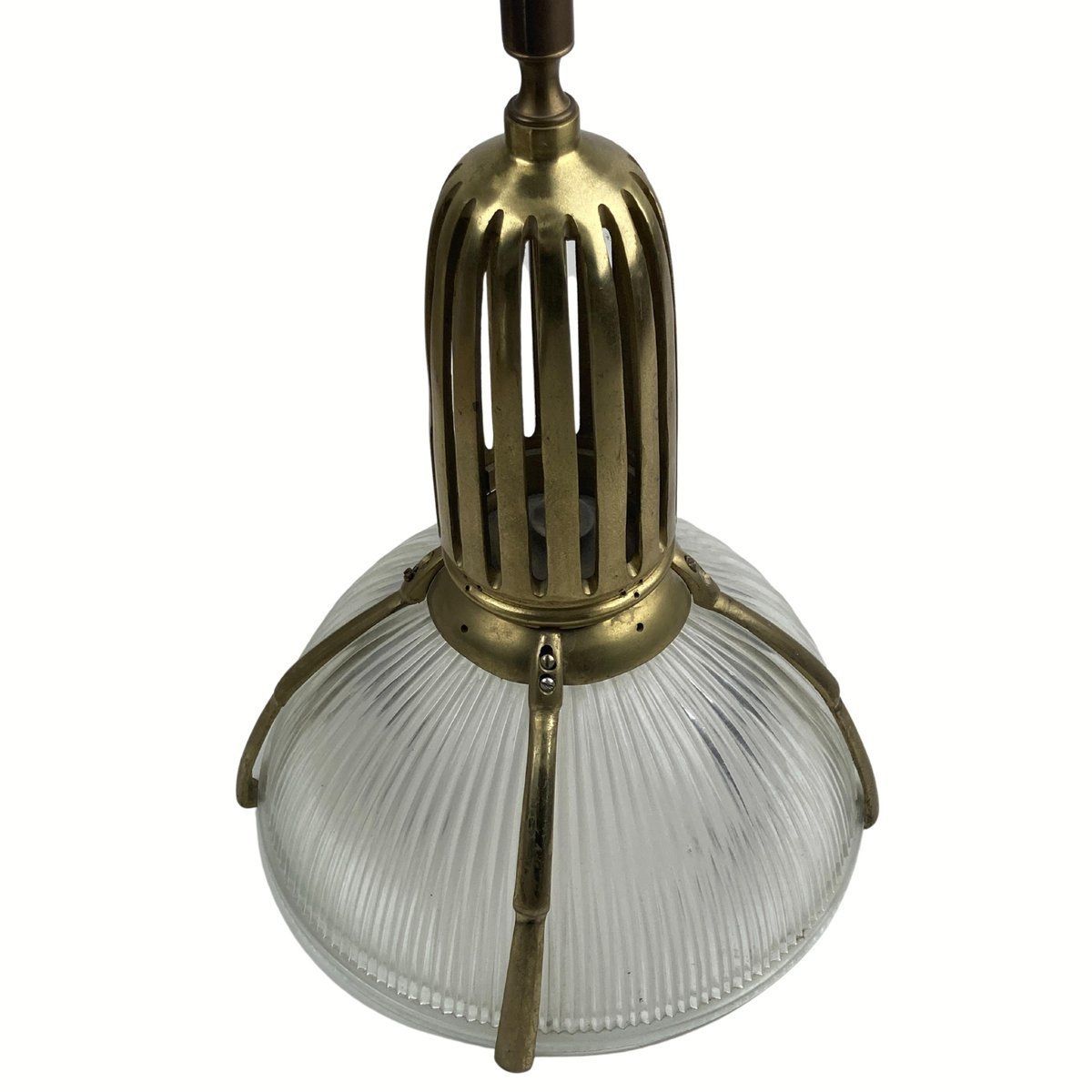 1625.52 Art Deco Holophane Cut Glass And Brass Wall Lamps, 1970s, Set Of 2 photo