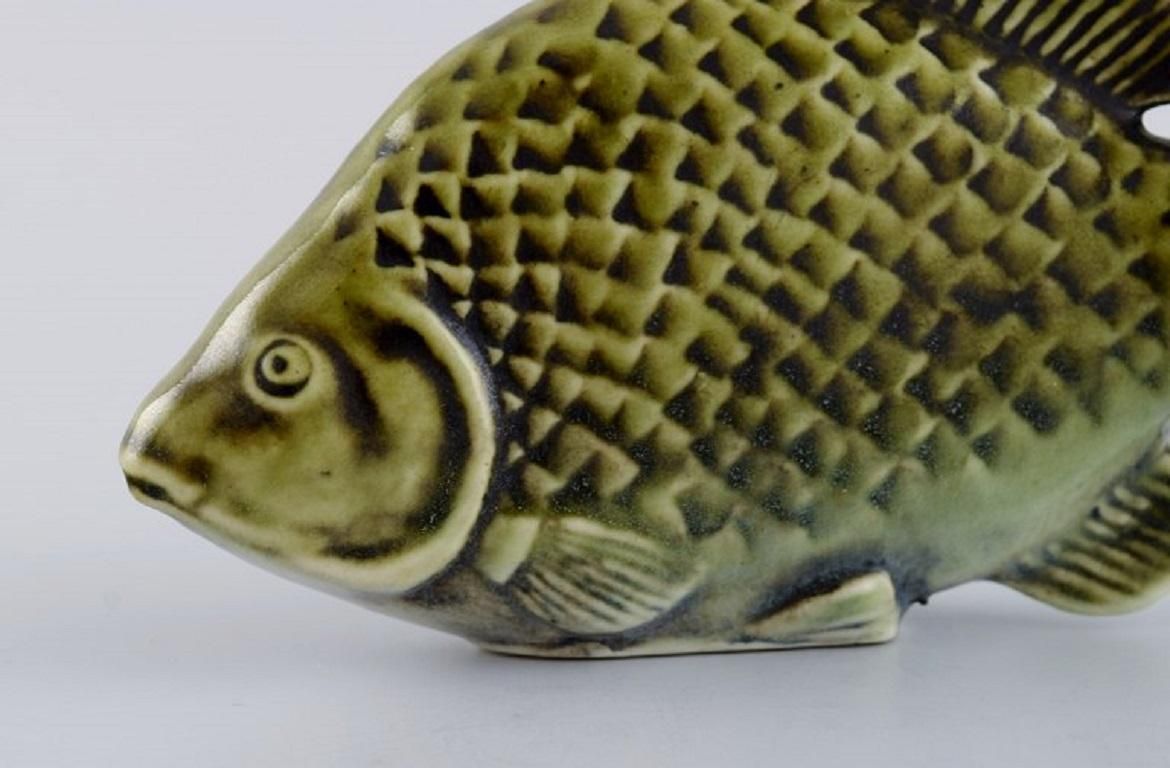 Sven Wejsfelt '1930 2009' For Gustavsberg Unique Stim Fish In Glazed Ceramics photo for sale