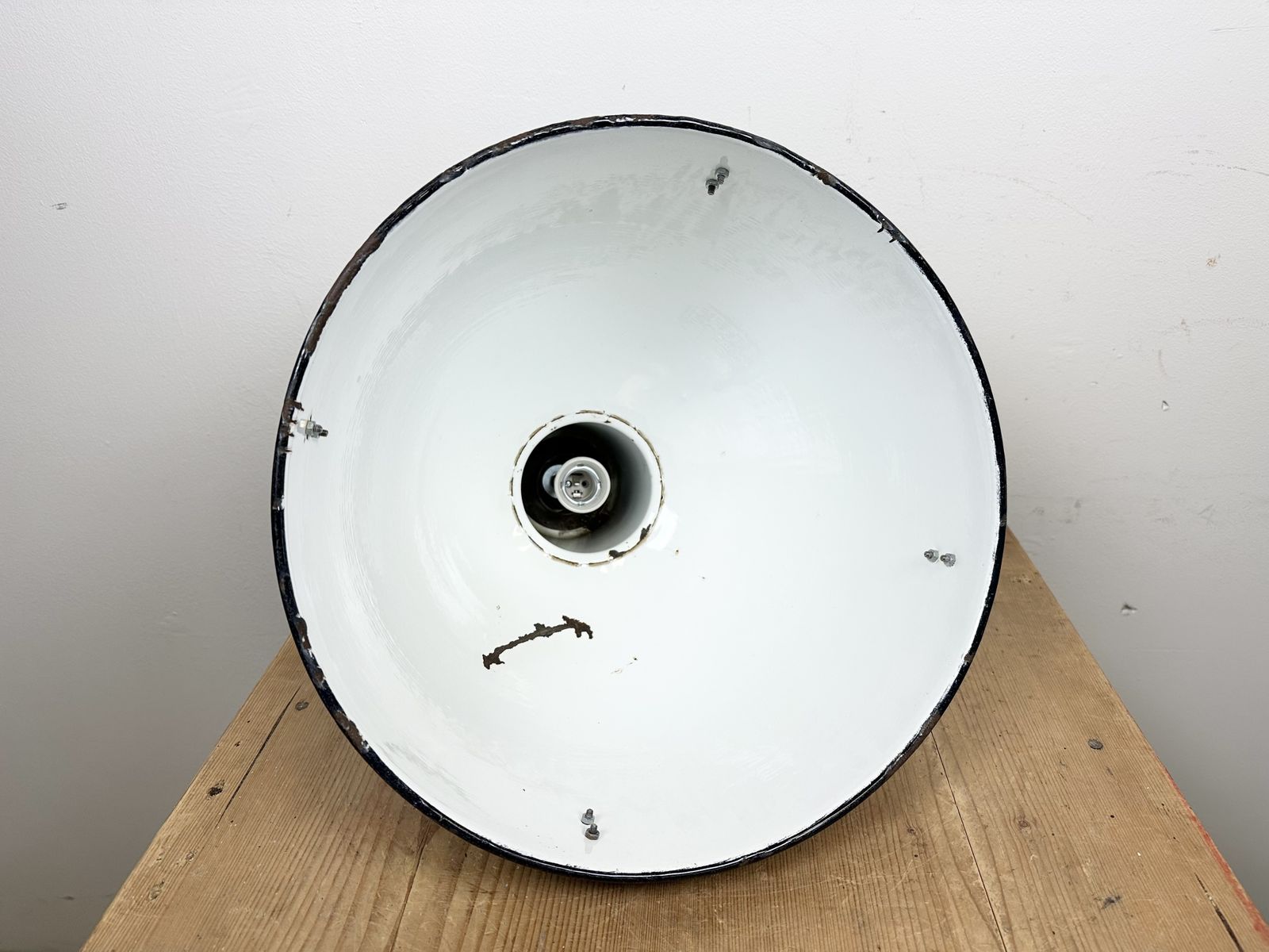 photo vinterior Bauhaus Blue Enamel Factory Pendant Lamp, 1950s