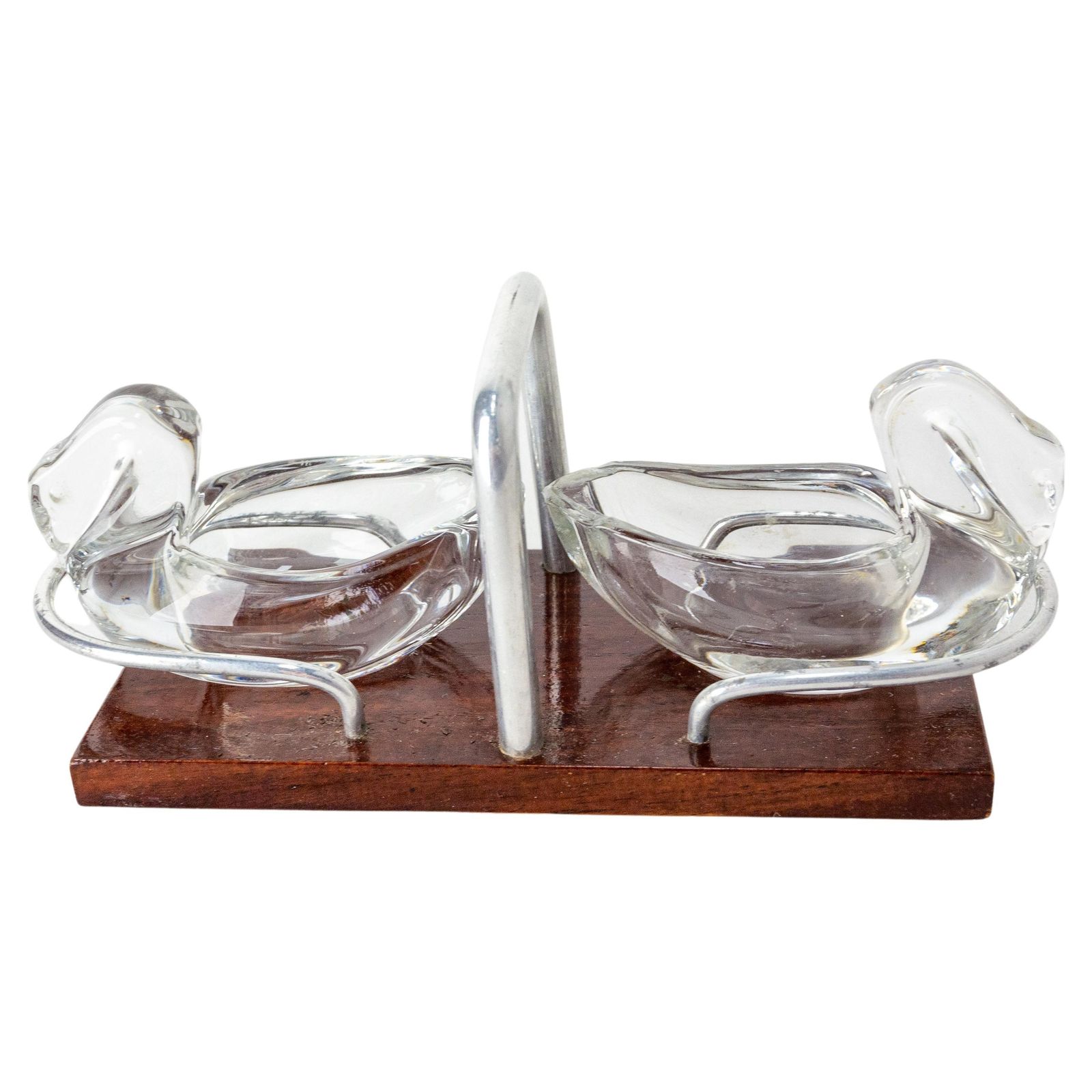 Set Of Salt And Pepper Shaker With Stand Swan Shaped France Mid Century