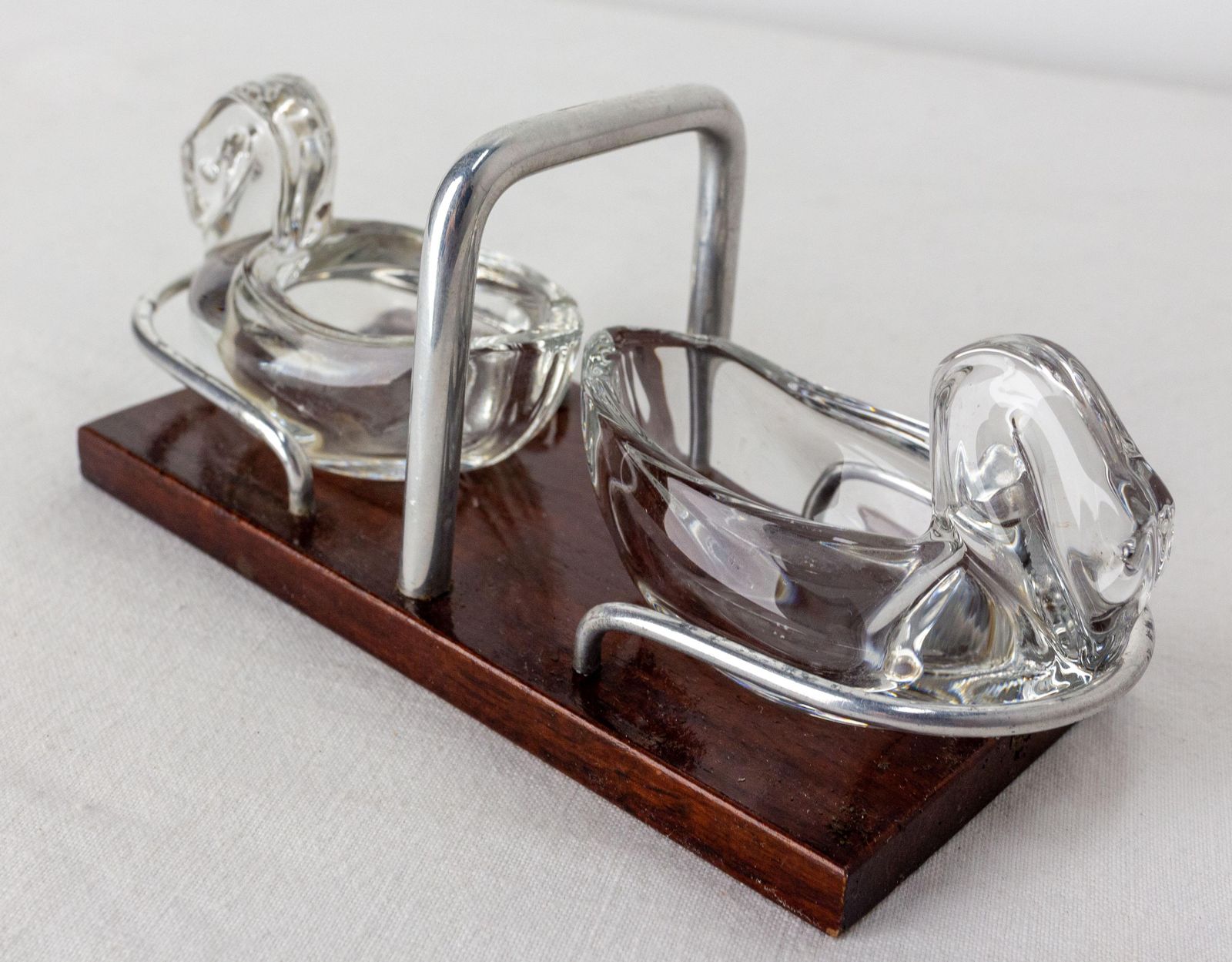 Set Of Salt And Pepper Shaker With Stand Swan Shaped France Mid Century photo Home Decor
